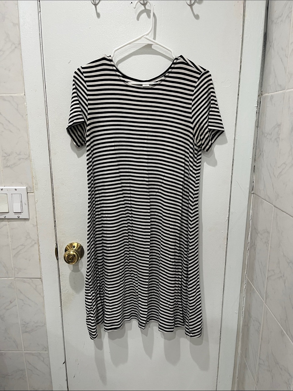 Old Navy Black and White Striped Tee Dress